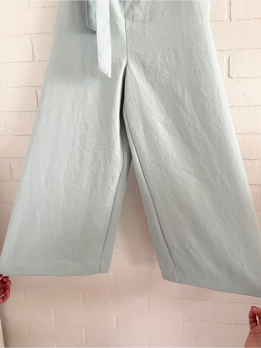 Babaton Off Shoulder Crop Jumpsuit Belted Wide Leg Crepe Mineral Blue Size 2 - Picture 9 of 16